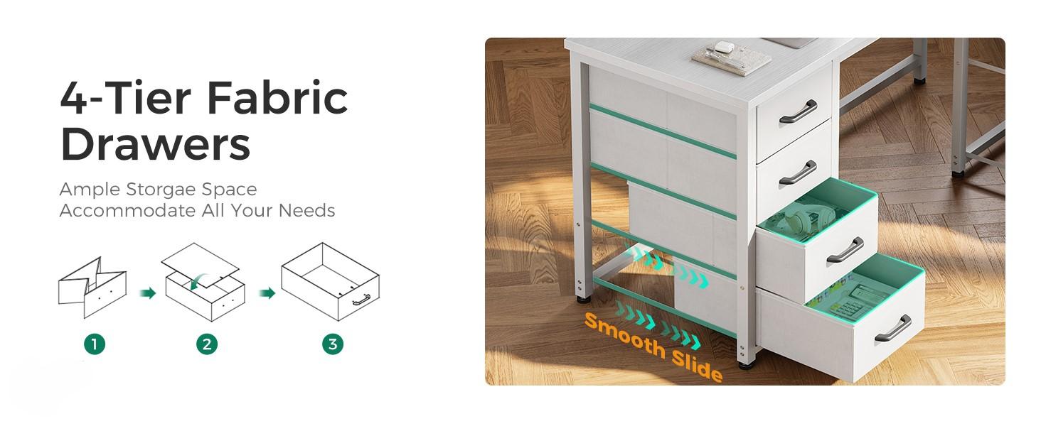 AODK Modern L-Shaped Corner Computer Desk - Large Workstation, Metal Frame, 6 Drawers, Reversible Storage Shelf, File Drawer, 1 Type-C Charging Port, Sturdy Legs, Easy WFH Setup for Home Office Commercial Furniture, L Shaped Workstation