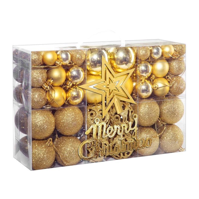 102pcs/Set Christmas Ball Ornaments Storage Box Set Baubles Classic Traditional Luxury Glam Aesthetic Shatterproof Shiny Matte Glittery Red Silver Gold Blue Green Star Topper Home Tree Decor Christmas Decorations