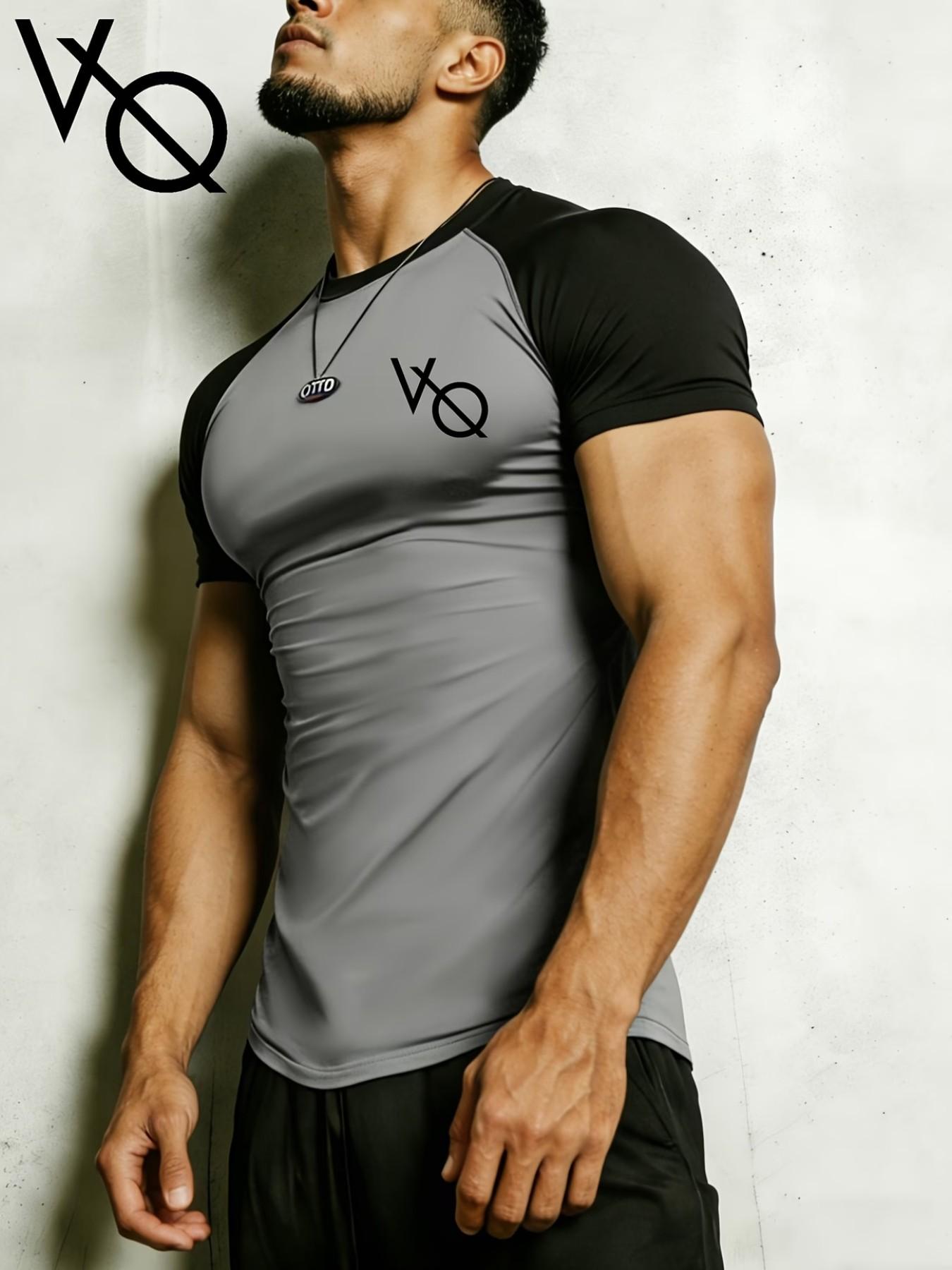 Men's High Elastic Quick-Dry Raglan Print Sportswear, Breathable Slim-Fit Long Sleeve T-Shirt, Running Training Casual Top