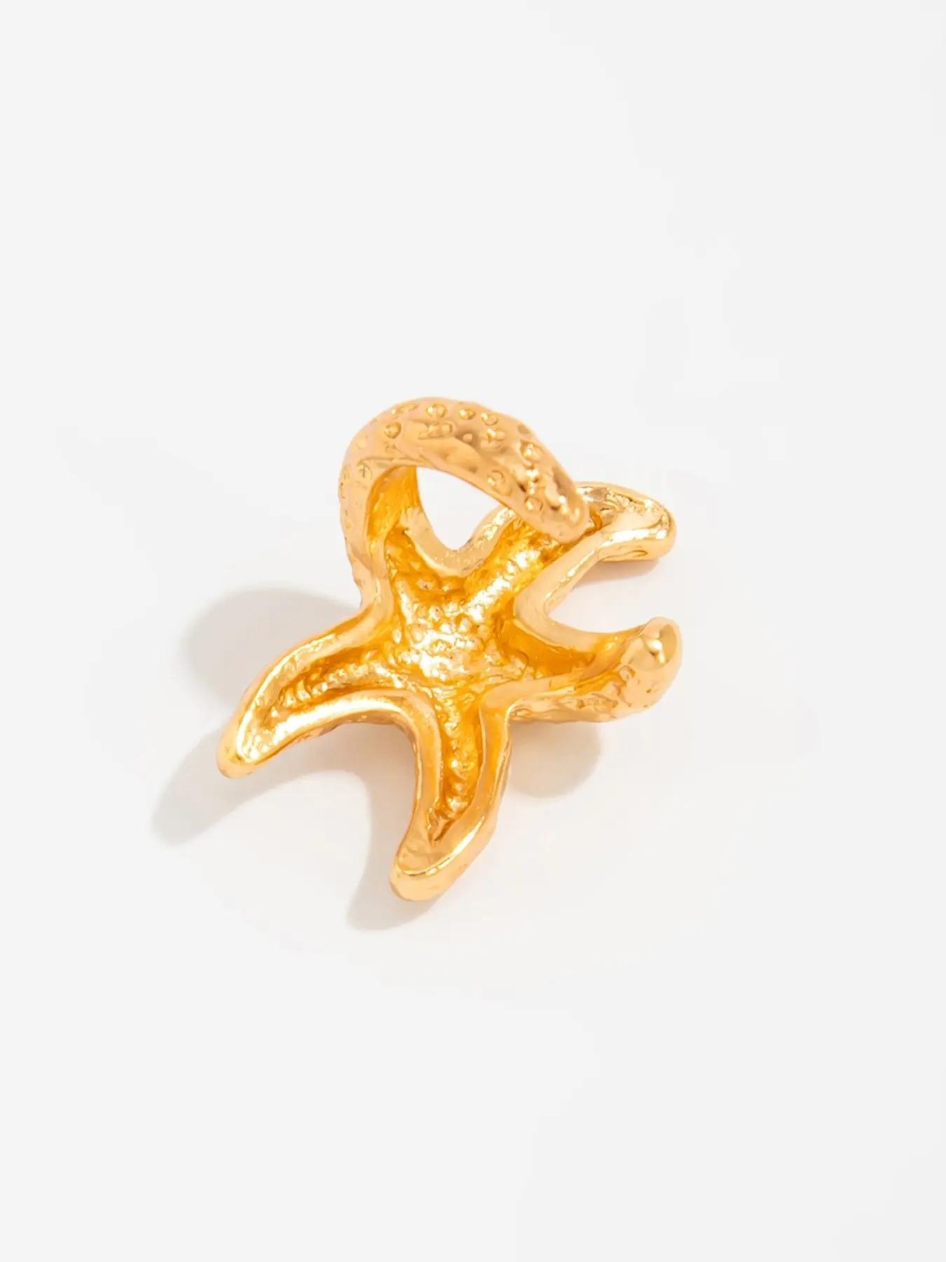 1pc Starfish Ear Cuff, Ocean Theme Ear Clip Earrings For Women, Marine Life Starfish Clip-On Earrings Suitable For Beach Holiday Outfits