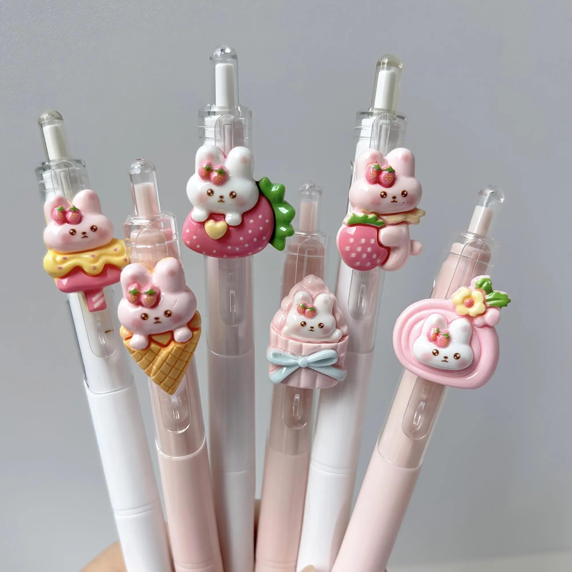Cute Rabbit Theme Multifunctional Ballpoint Pens, Ink, Click Design, Smooth Writing, Durable Plastic Body, 0.5mm Fine Tip, Random Style