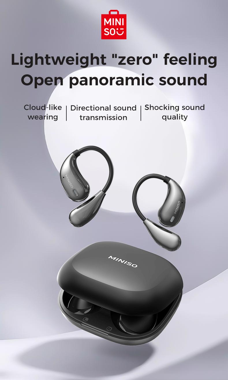 MINISO  Translation wireless earbuds With APP, Open BT 5.4 headset, Support 135 languages, Real-time translation headset, Gaming BT headphones, HIFI sound quality, Need downloading APP to use translation function, Support Android and IOS