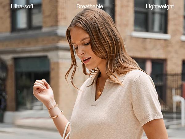 Arach&Cloz Womens Wool Blend Polo Shirts Summer Sweater Tops Short Sleeve Soft Business Casual SummerVibes 2026 SpringStatements Arach&Cloz Womens Wool Blend Polo Shirts Summer Sweater Tops Short Sleeve Soft Business Casual SummerVibes 2026 SpringStatements