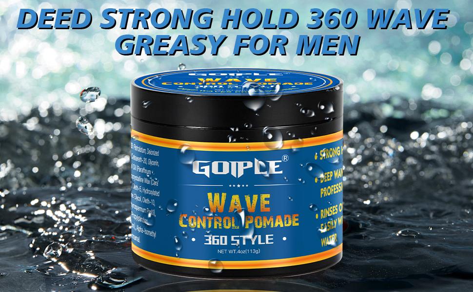 Wave Pomade for Men 360 Wave Training Cream - Strong Hold, Water-Based, Easy Wash, and Moisturizing Hair Grease Fathersdaygift Nourishing Moisture