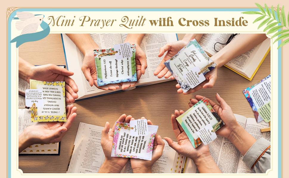 Easter Gift Prayer Quilt with Cross Inside Handmade Prayer Quilt for Women Clergy Pastor Appreciation Gift Mini Scripture Prayer Blanket for Easter Egg Stuffers Easter Basket Stuffer Party Favor