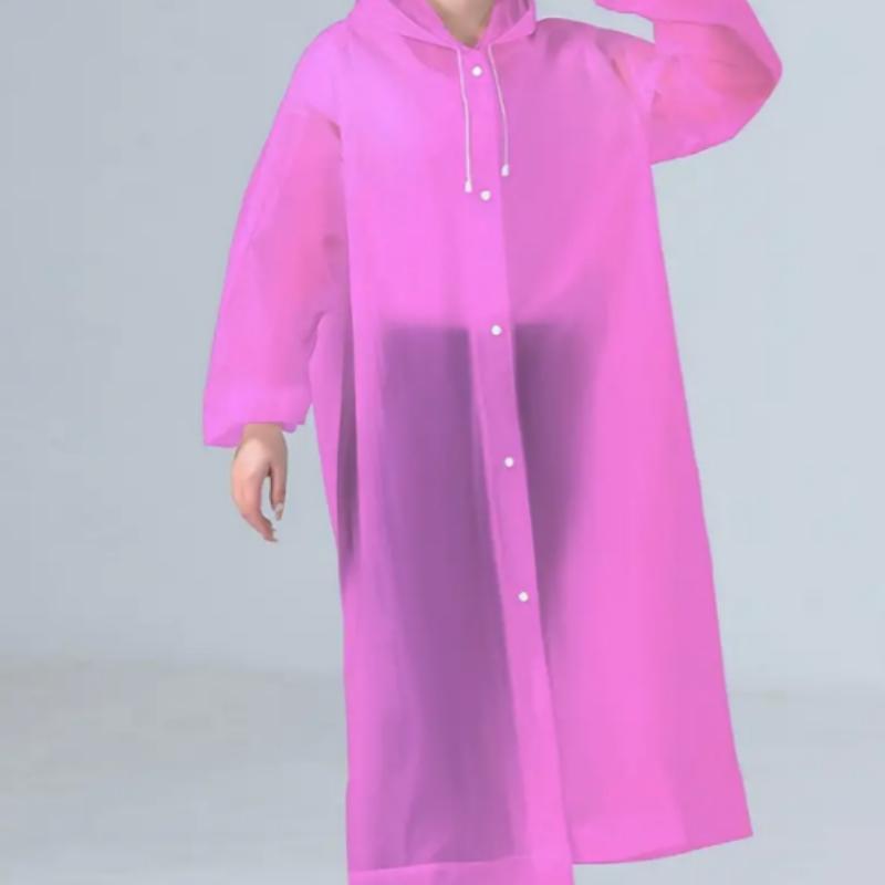 Solid Color Raincoat, 1-Count Portable Lightweight Windproof and Waterproof Raincoat with Drawstring for Outdoor Cycling