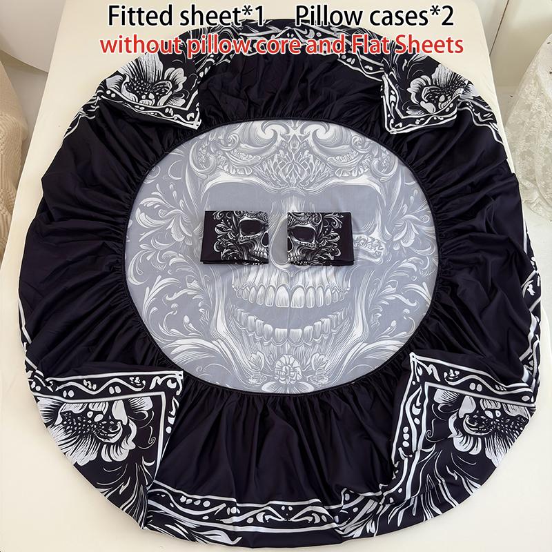 [Weekly Deals] 3-piece multi-pattern fitted sheet set (fitted sheet*1 +Pillow cases*2),deep pocket 15 inches machine washable,low allergenic,high quality mattress protector for bedrooms,dorm rooms,HD printed all-season room decoration Reversible summervib