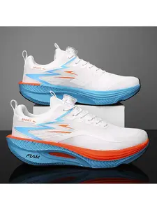 Men's Rotary Buckle Mesh Running Shoes, Shock-Absorbing Responsive Sneakers, Lightweight Non-Slip Laceless Running Shoes