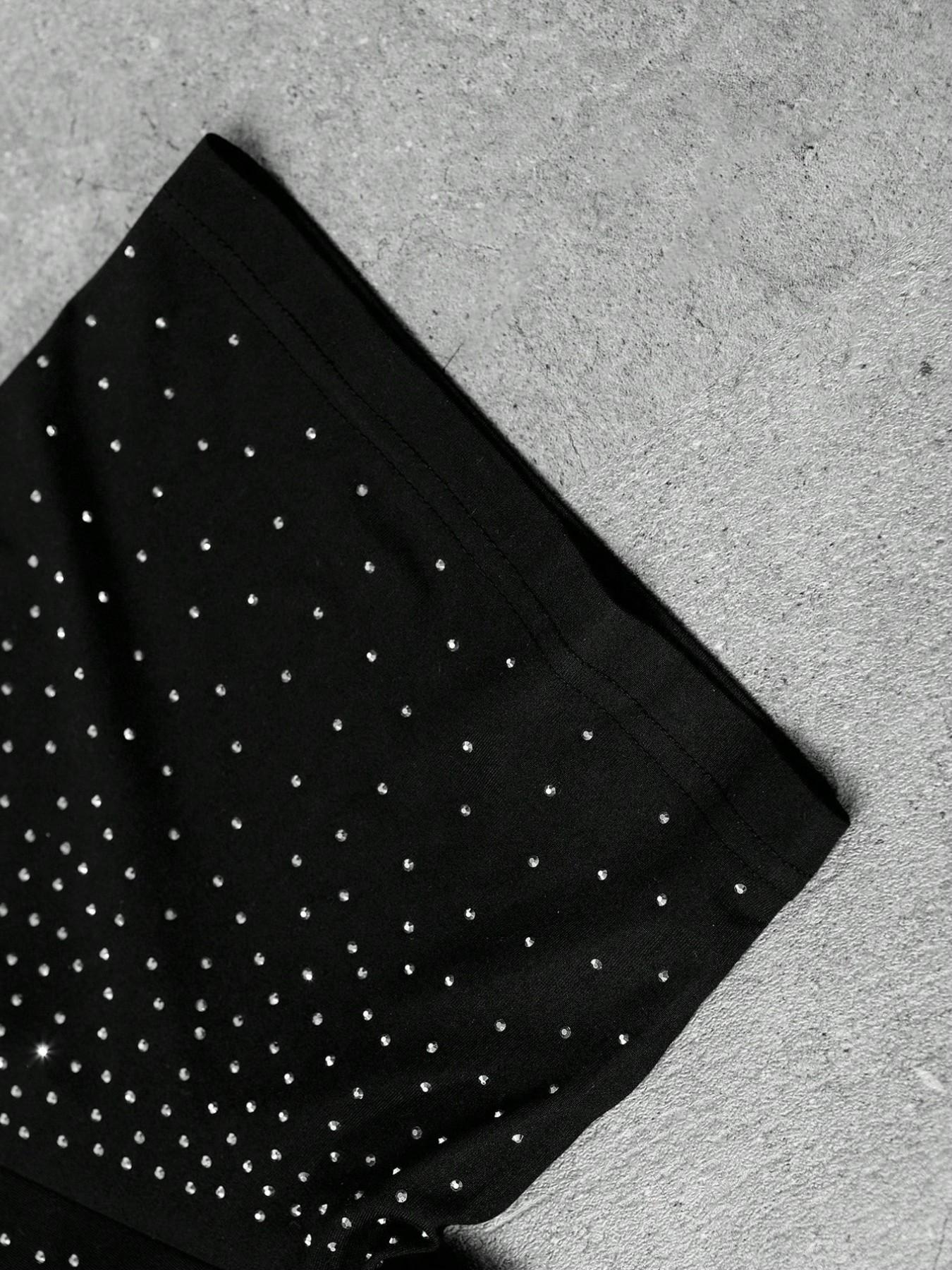 Men's Gothic Cross Rhinestone Embellished T-Shirt | Lightweight Breathable Polyester, Black Base with Sparkling Rhinestone Star & Cross Print, Oversized Fit, Y2K Streetwear Casual Tee, Ideal for Party, Night Out, Urban Street Style & Edgy Looks