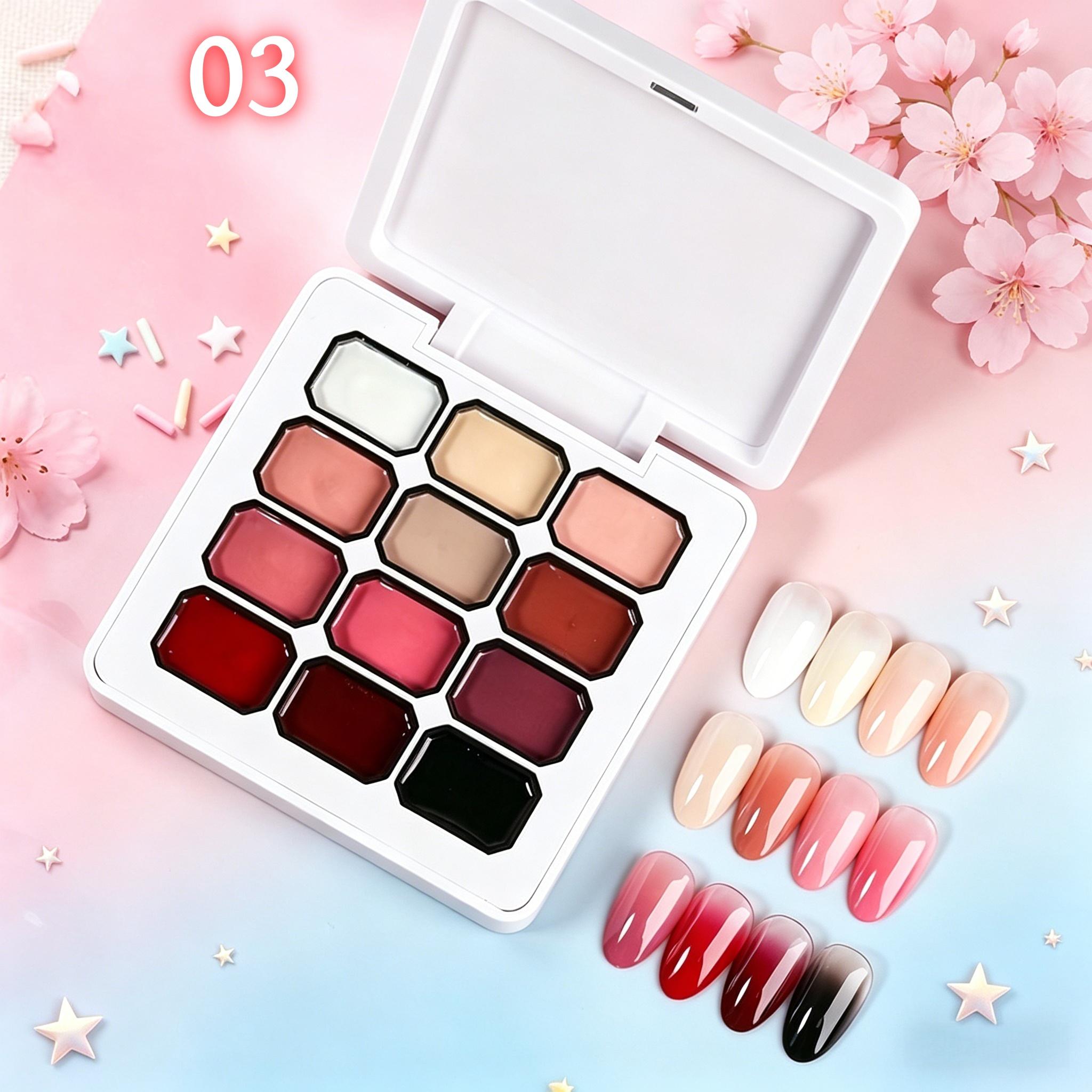 12-Color Y2K Nail Gel Set, Rainbow Colors, Dopamine Macaron, Red Series, High Saturation Shimmer, LED Nails, DIY Nail Design