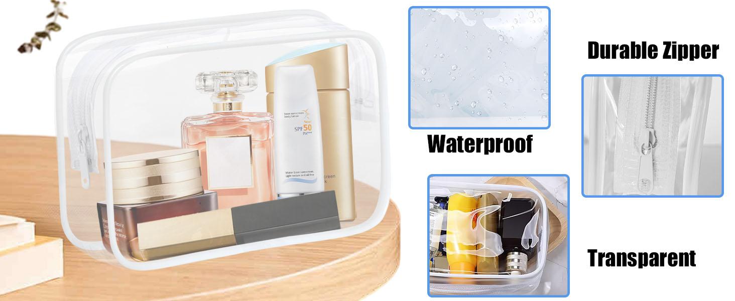 3PCS Hard Sided Clear Zipper Case for Storage- Professional-Grade Plastic Clear Zipper Pencil Case,Toy Storage Bins, Toiletry Pouch, Travel Organizer, Cosmetic Bag