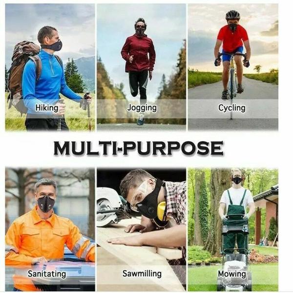 Reusable Half Face Cover Mask w/ Filter Cycling Outdoor Sport Face Mask Grey