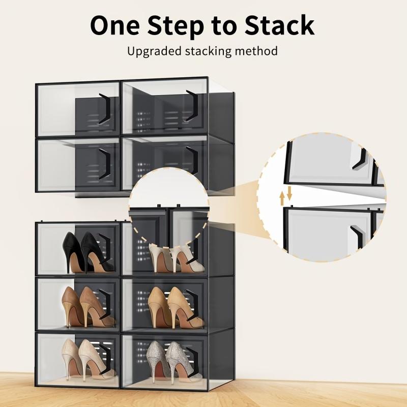 12-piece oversized shoe storage box, transparent plastic stackable shoe finishing box, 2026 Fengshen shoe box! Installation-free + stackable