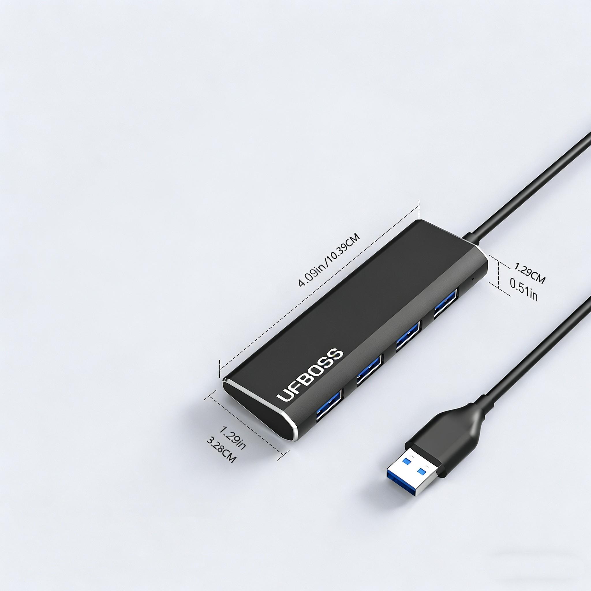 4-Port USB 3.0 HUB 5gbps, Ultra-Thin Aluminum Expansion, Compatible with Macbook Pro/air/chromebook, Supports Windows/MAC/unix Systems