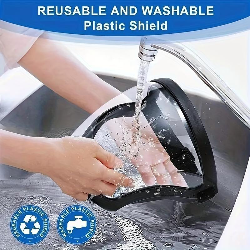 Transparent Full Face Shield with Adjustable Visor, Reusable Safety Face Cover, Anti-Fog & Splash Proof Protection for Kitchen Work Outdoor, Lightweight & Durable, Safety Glasses Goggles