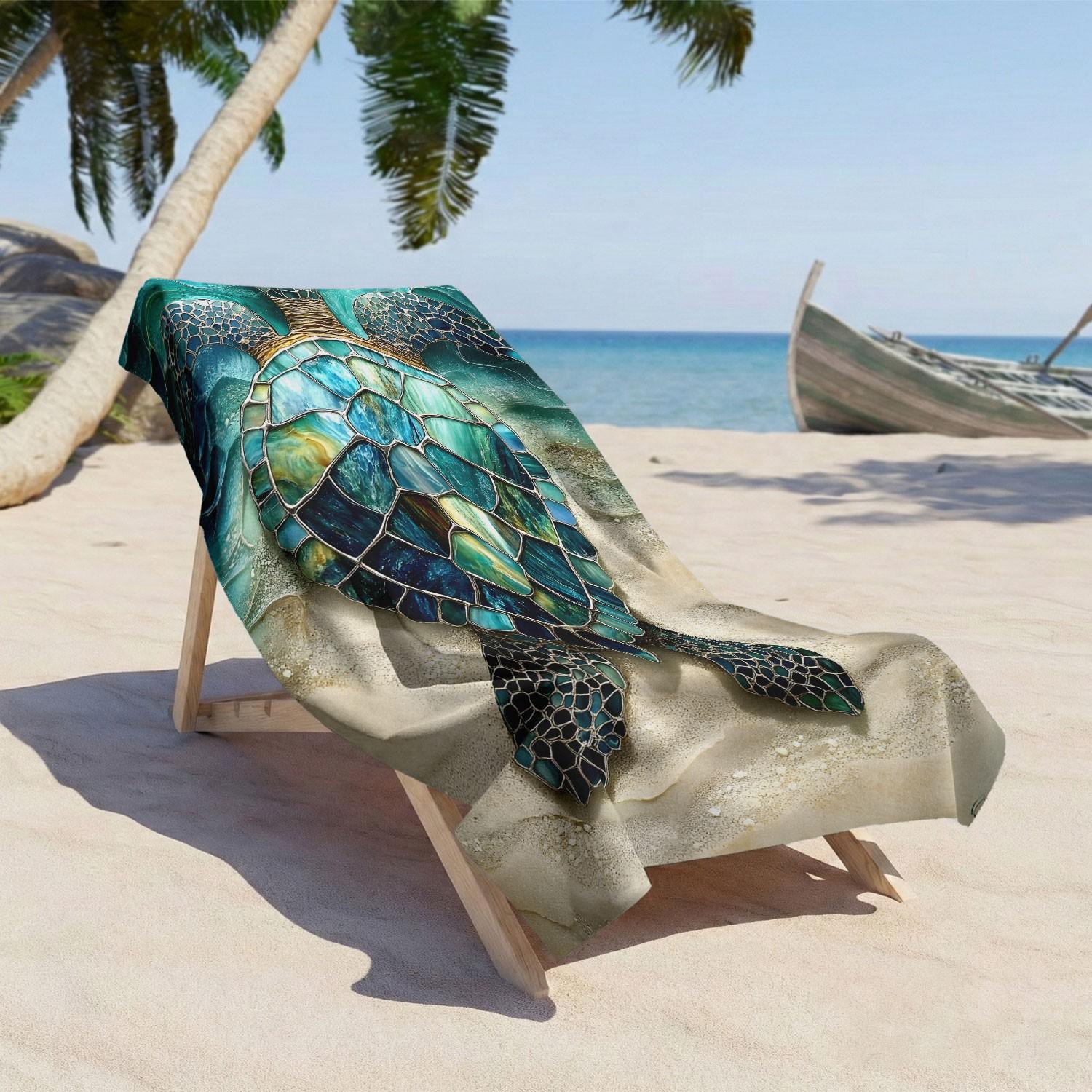 Ultra Soft Quick-Dry Beach Towel, Turtle Pattern Microfiber Bath Towel, Essential for Vacation, Pool, Gym, Summer, Perfect Gift