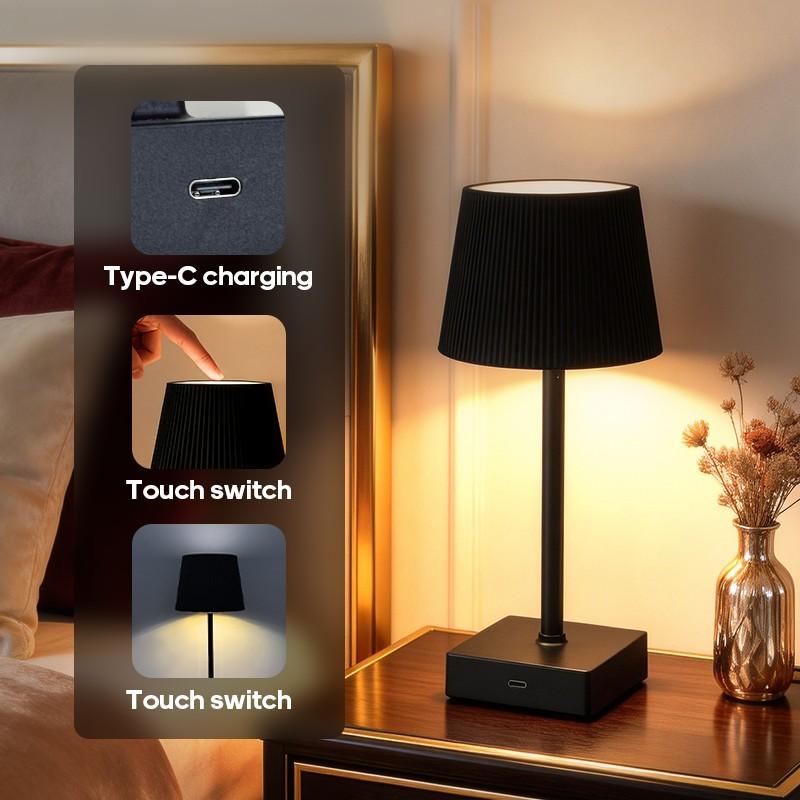 Rechargeable Dimmable Touch Table Lamp, Wireless Ambiance Lamp, Portable Adjustable Light, Ideal for Dining Room/living Room/bedroom/library/pub