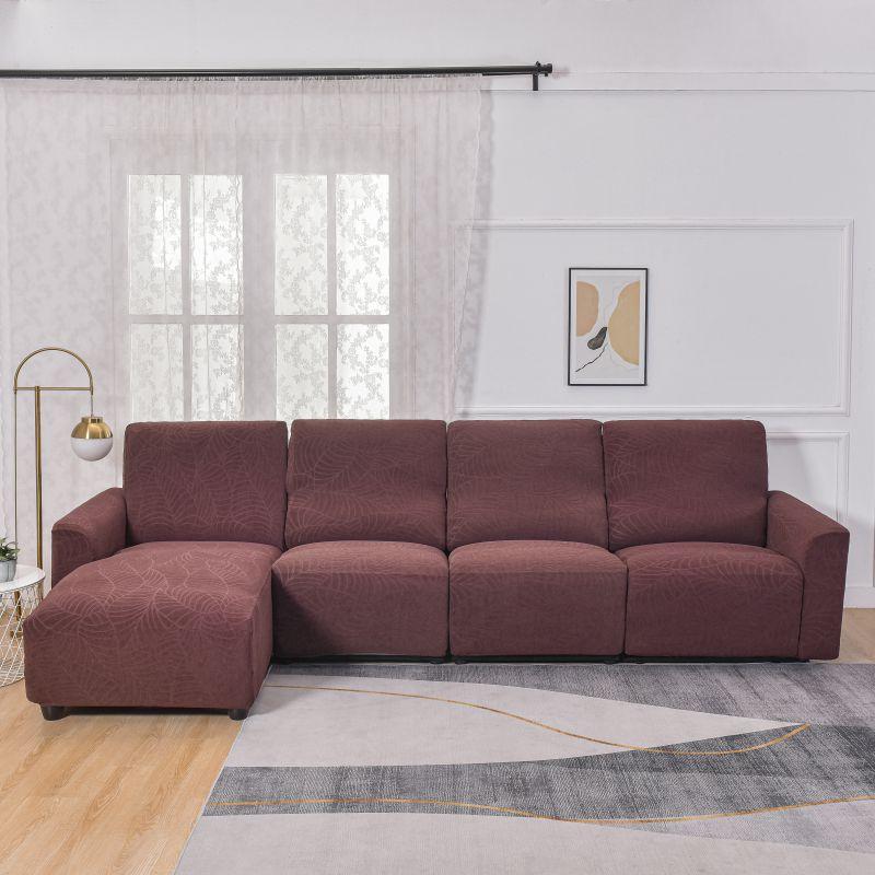 L-Shaped Leaf Pattern Sofa Cover Set, Includes Backrest Seat Armrests, Soft Comfortable Universal Fit, Easy To Maintain Sofa Cover, Stylish Bedroom Decor