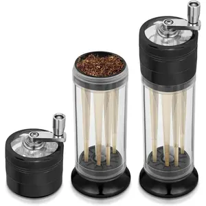 CAPTAIN 3-in-1 Spice Grinder Hand Crank Loader Rolller Crusher Filler Flower Buds Milling Grinding Storage with Magnetic Lid