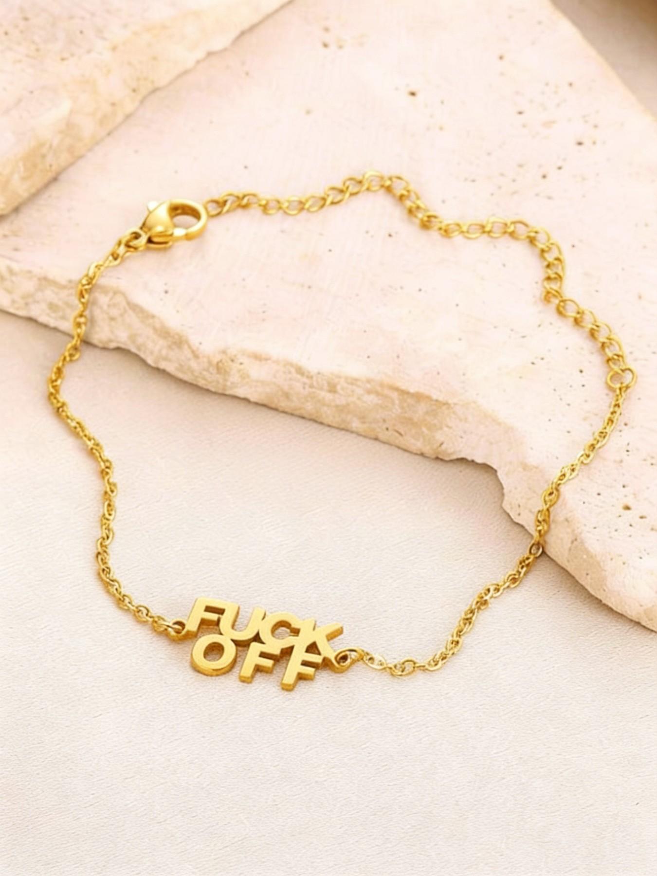 1 Pcs FUCK OFF Letter Anklets for Women Stainless Steel Summer Beach Leg Chain Ankle Bracelet Femme Fashion Waterproof Jewelry,Perfect Gifts for Birthday,Party,Wedding,Anniversary,Mother's Day,Vacation,Daily