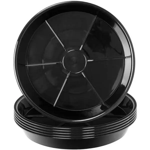 6 Pack   Drip Tray, 4 5 6 8 9 10 12 14 16 18 inch, Heavy Sturdy Plastic Planter Flower Pot Saucers for Indoor Outdoor Garden,  Water Drip Trays for pots Base (6", Black)