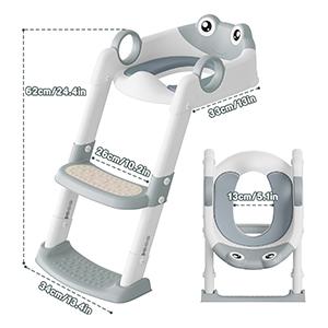 Potty Training Seat with Step Stool Ladder for Toddlers as a Potty Training Toilet Anti-Slip Safe Pads Adjustable Height Legs