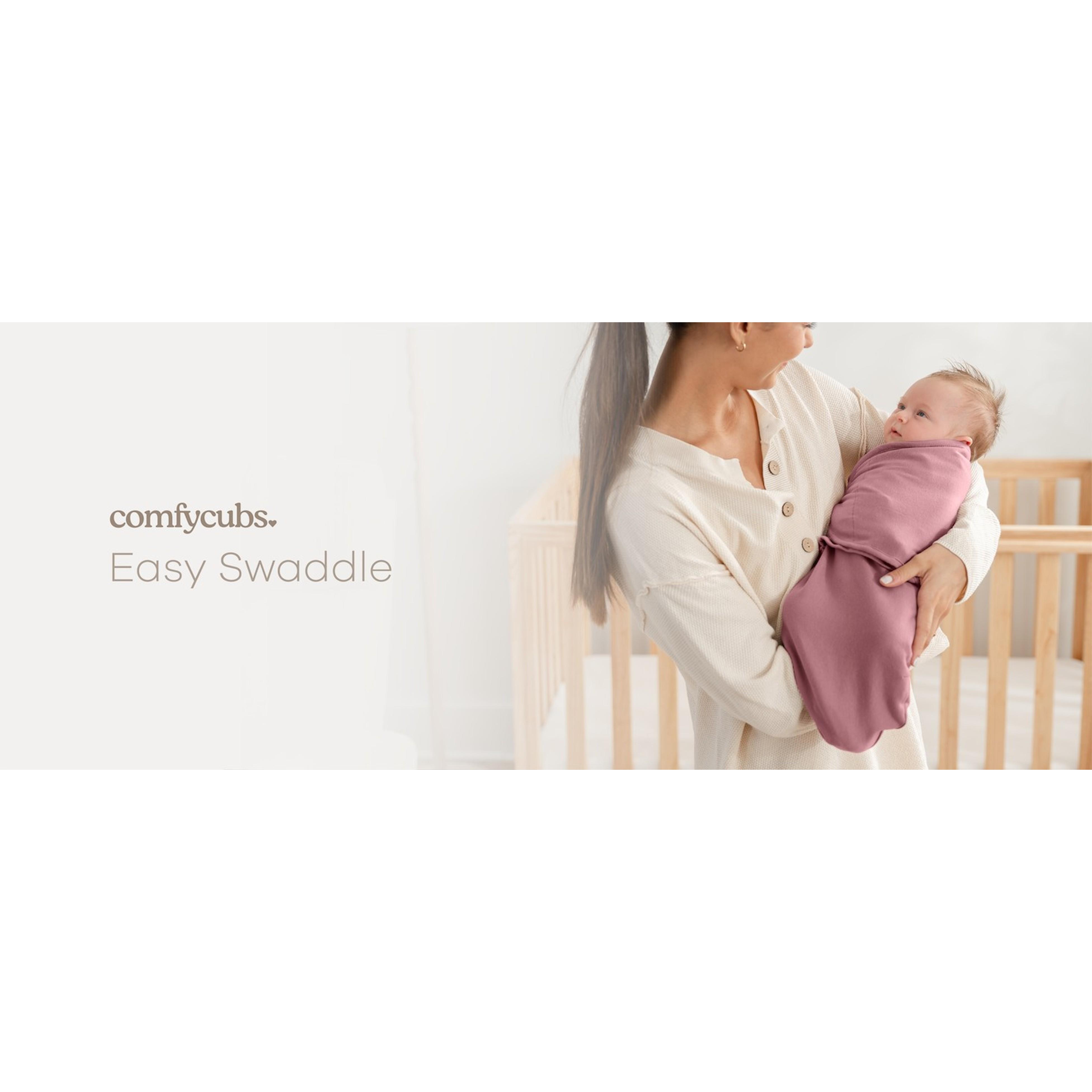 Comfy Cubs Easy Swaddle Blanket 3 Pack Size S, Blush Mauve Mulberry