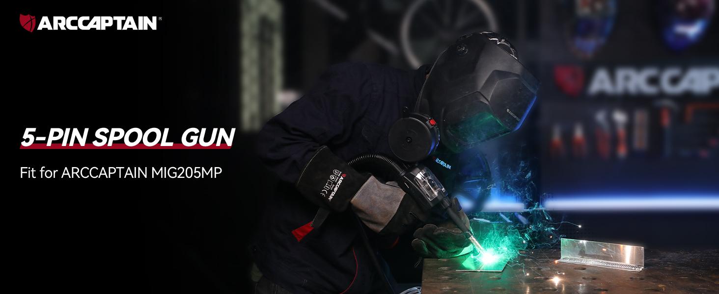 ARCCAPTAIN Spool Gun for Aluminum Welding Euro Connection 5-Pin 10FT for ARCCAPTAIN MIG205MP, MIG205PRO
