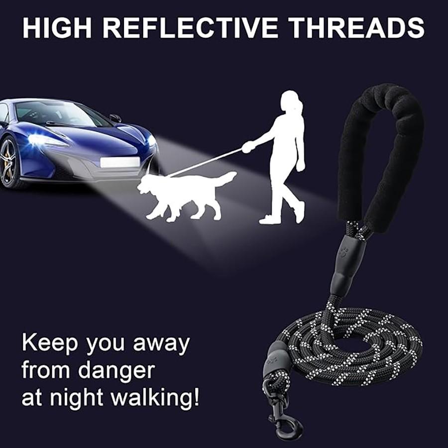 Dog Training Leash with Striped Pattern, Durable Polyamide Material, Padded Handle, Shock Absorption, Suitable for Small Medium Large Dogs