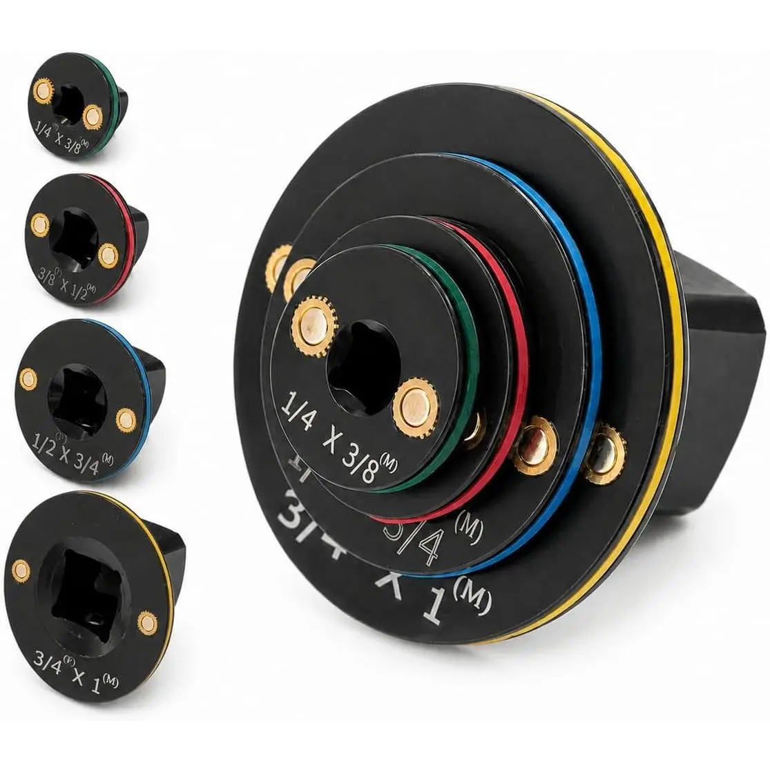 4PC Magnetic Low Profile Impact Socket Adapter Set, Stubby Drive Ratchet Adapter Kit (1/4" to 1") for Tight Spaces, Heavy Duty Cr-Mo Steel, Works with Impact Wrench & Drill - Professional Mechanic Tools