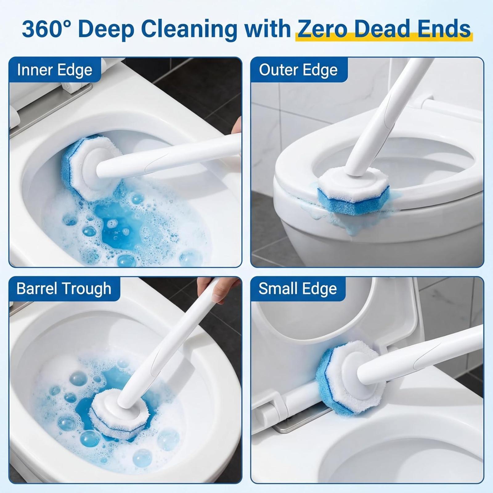 50 Count Toilet Wand Refills, Disposable Toilet Brush Refill Heads Compatible with Household Brushes Scrubbers, 3-Layer Scrubbing Pads for Quick Bathroom Toilet Bowl Cleaners Home Cleaning Products Local Stock