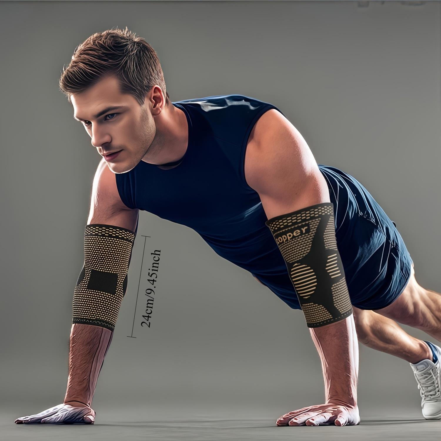 2pcs Copper Fiber Elbow Brace for Men & Women, Arm Elbow Support Compression Sleeves for Tennis, Golfer, Warmth, Weightlifting, Fitness, Workout