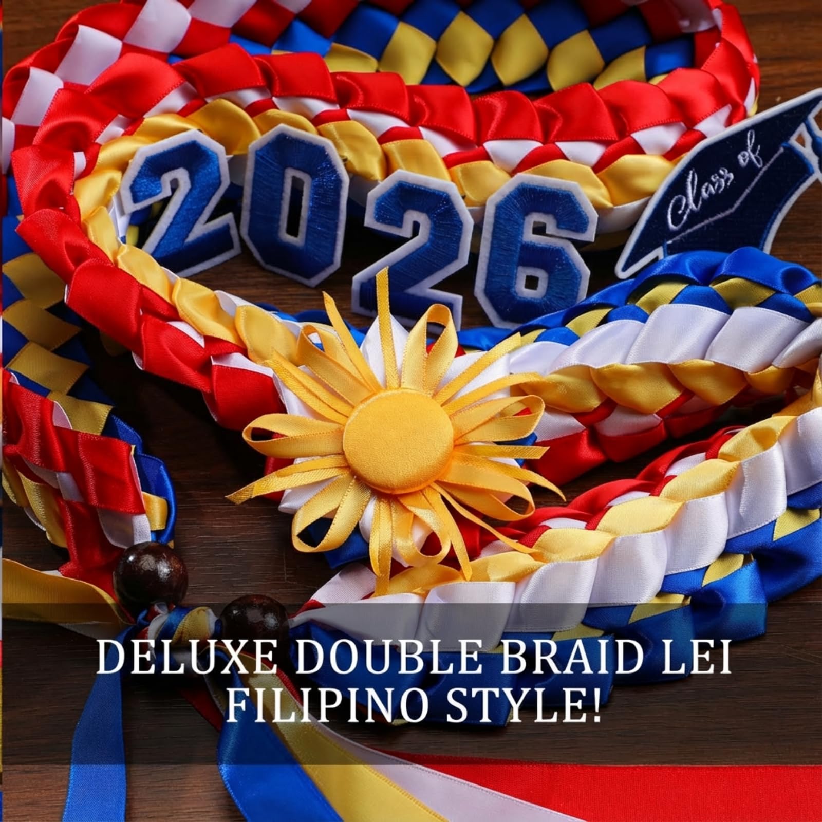 1 Piece 2026 Graduation Wreath Graduation Gift | 2026 Graduation Ribbon and Coin Wreath Handmade Double-Braided Necklace | Graduation Gift Supplies