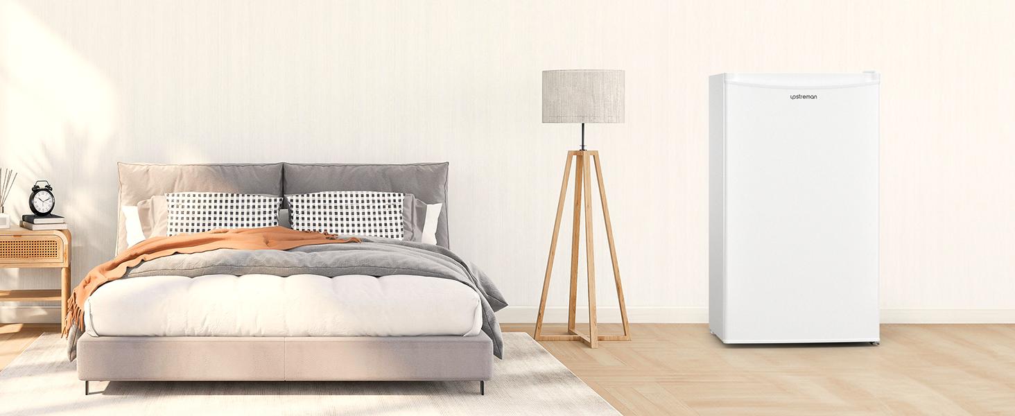 Upstreman mini fridges 3.2 Cu.Ft with Freezer Compact Single-Door Fridge for Dorm Office Bedroom BR321 Adjustable Temperature Thermostat Energy Efficient Quiet Operation Red Fridge brands Small pantry drink fridge skincare fridge Appliance