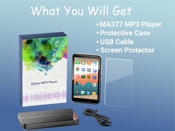 MP3 Player with Bluetooth and WiFi, 144GB Storage & Android OS, 4" Touch Screen, FM Radio, Kids MP3 & MP4 Player with Spotify, Amazon Music, and Google Play Store, DGTenk Portable Media Player