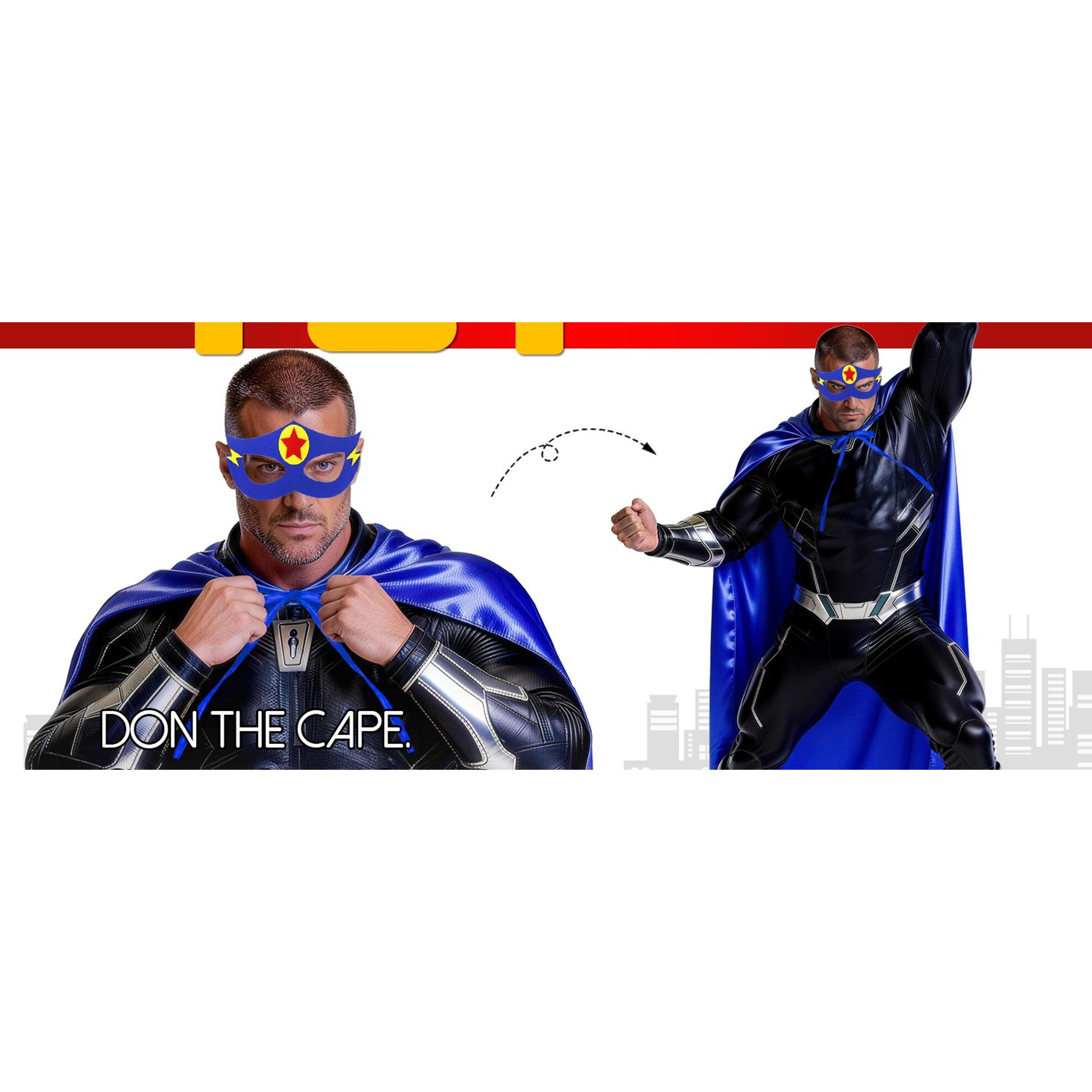 Superhero-Cape and Mask for Adults, Super Hero Costumes Women Men | Super Hero Capes & Masks Set - Easy Halloween Cosplay Outfit for Charity Fun Runs, Masquerades Party Dress-up, Birthday GiftsGift