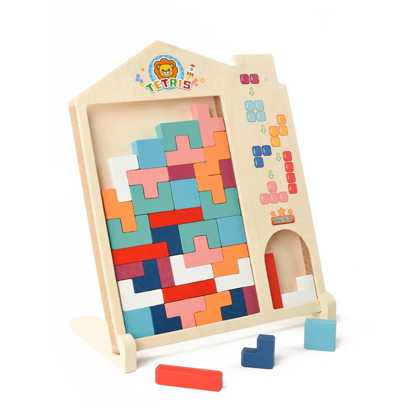 Wooden Colored 3D Russian Block Stacking Puzzle Jigsaw Building Puzzle ...