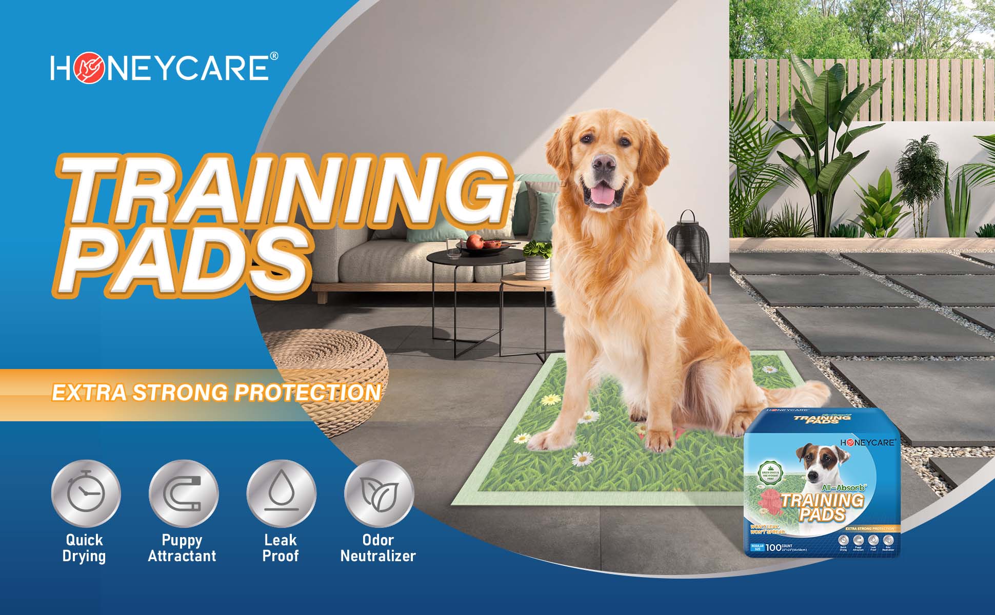 HONEYCARE :  All-Absorb Gigantic Dog and Puppy Training Pads, Incontinence Training Pads, Pee Pads