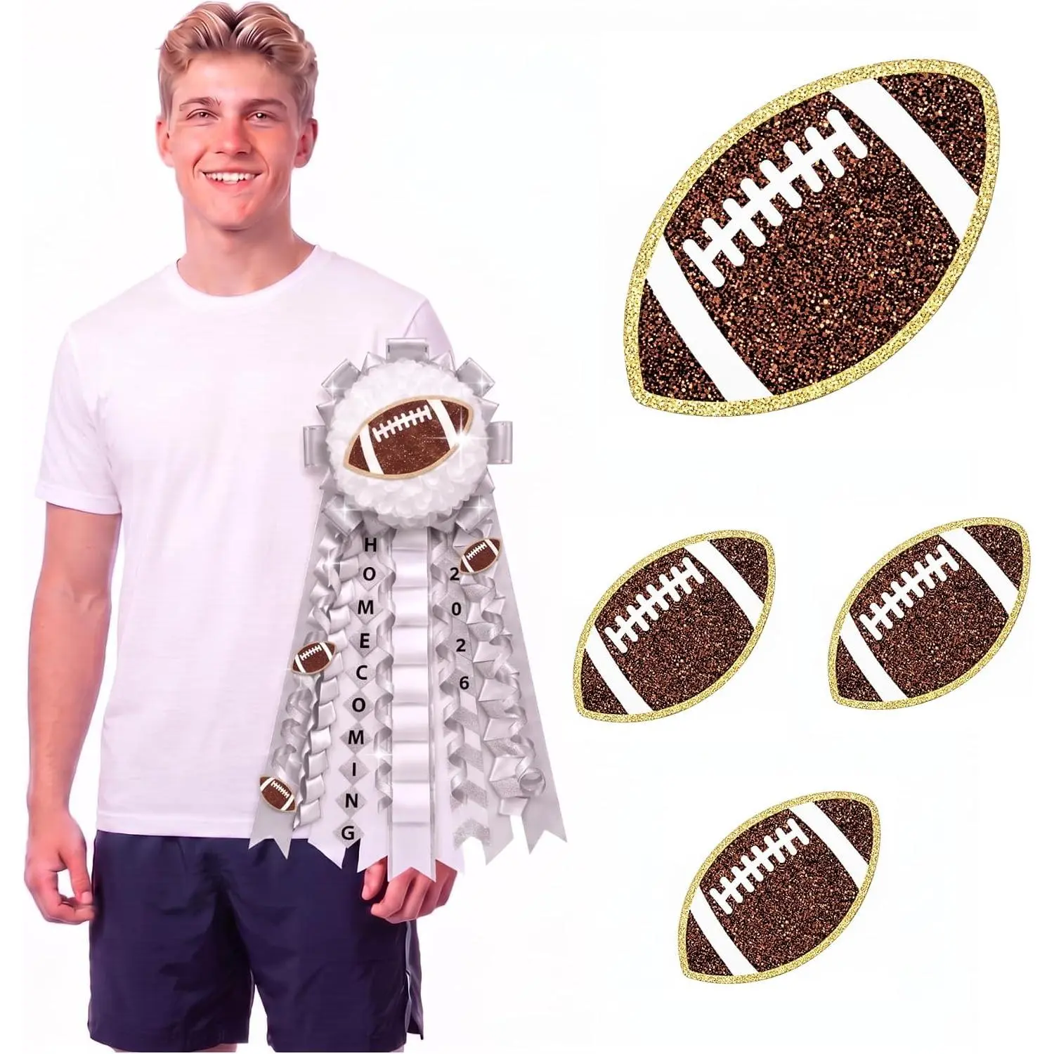 4 Pcs Homecoming Mum Supplies, Football Homecoming DIY Applique Patches