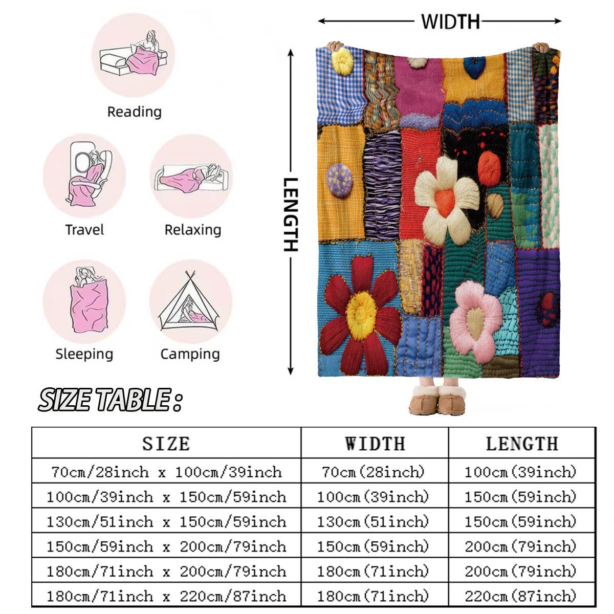 Simple Patchwork Print Blanket, Soft Flannel, Breathable and Warm, Bedroom Decor, Gift, Pet Blanket, All Seasons