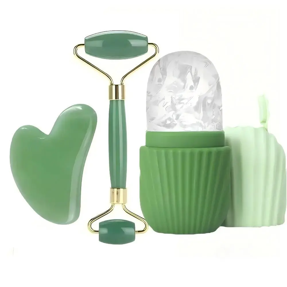 3-in-1 Stainless Steel Facial Ice Roller & Gua Sha Set, 10.5*5.5CM Face Lifting Sculpting Massage Tools, Home Skincare Beauty Care Kit for De-Puffing & Skin Tightening