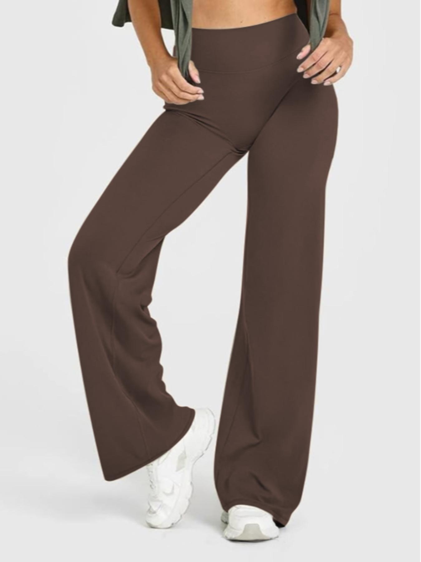 Women's High Waisted Elastic Loose Fit Straight Leg Pants, Butt Lifting Outdoor Casual Pants, Suitable for Yoga and Pilates, Comfortable Daily Wear