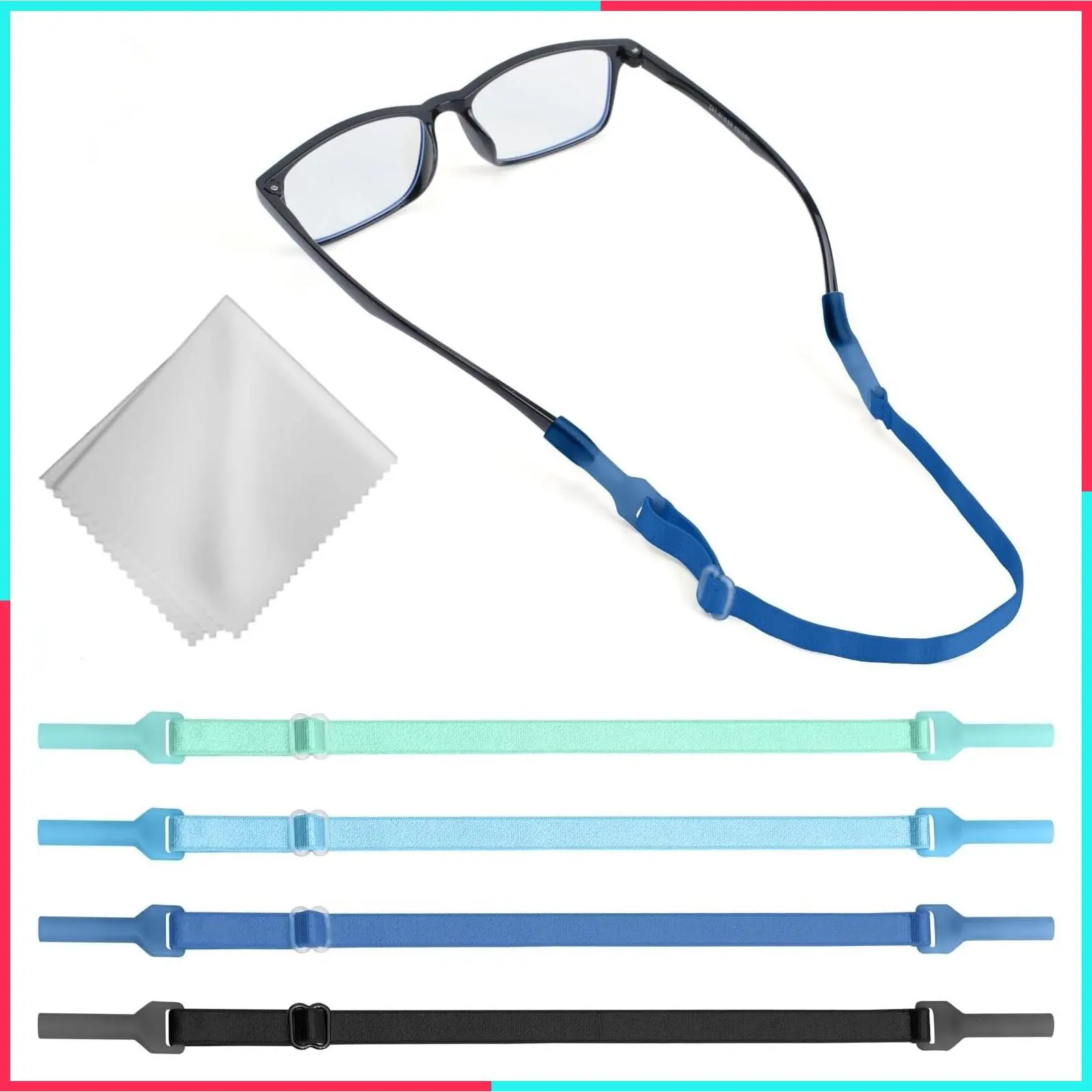 Kids Glasses Strap - No Tail Sunglasses Straps Cords for Boys Toddler and Girls - Eyeglass Holders Around Neck - Adjustable Eyewear String Lanyard Retainer - 4 PCS (10.5 Inch)