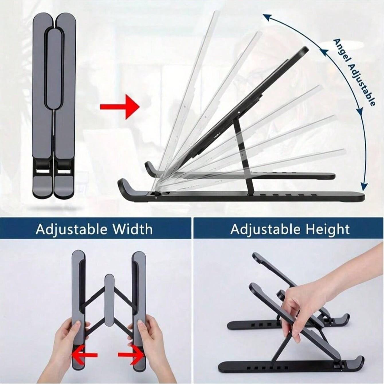 Adjustable Laptop Stand Cooling Riser, Foldable Portable Gaming Tablet Holder, Universal Stable Notebook Support, Durable Design, Computer Stand