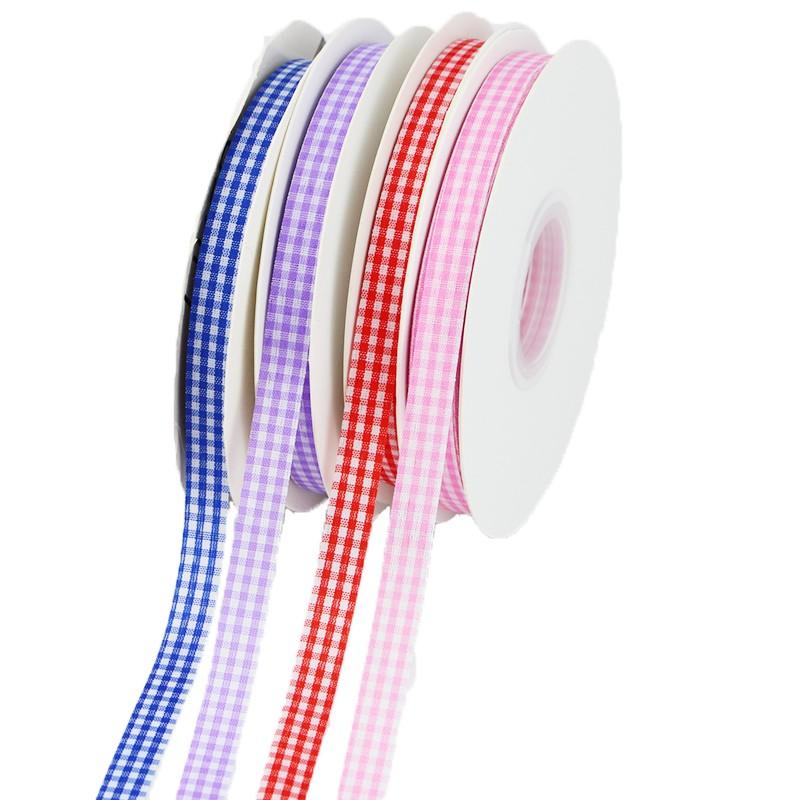 50m Plaid Ribbon Roll, 1cm Wide, Ideal for Home Wedding Christmas Party Decor, DIY Hair Clips, Bowties, Gift Wrapping, Sewing Supplies