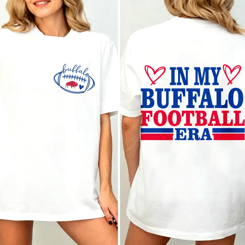 2 Sided Printing Buffalo Shirts, Buffalo Football Crewneck, Girly Buf T-shirts, Trendy Clothing Buffalo Football T-shirt Bundle Sports T-shirt