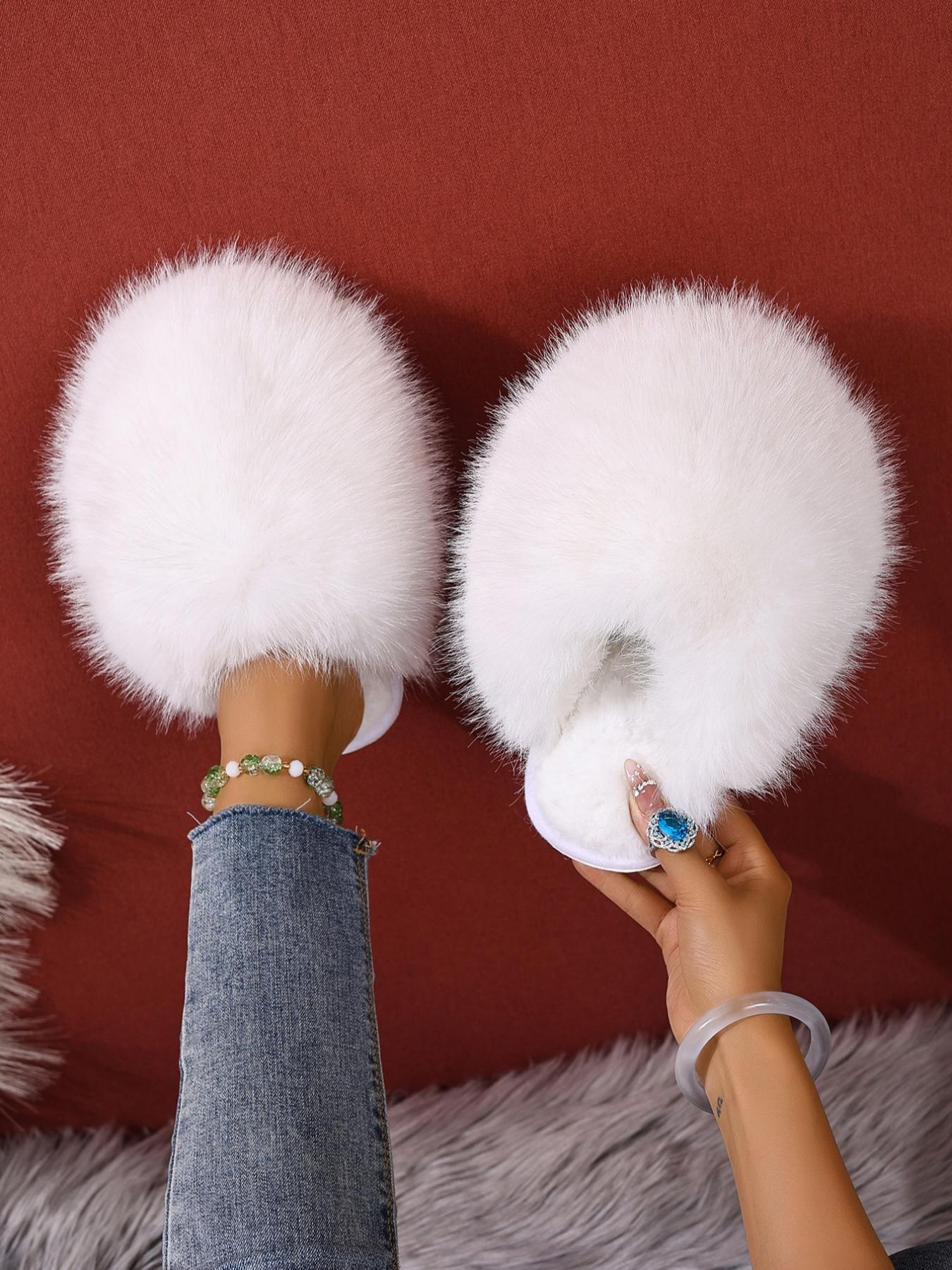 Women's Plush Slippers, 24 Colors, Soft Textile Upper, Rubber Sole, All Seasons, Warm and Comfortable, Fashion Home Shoes