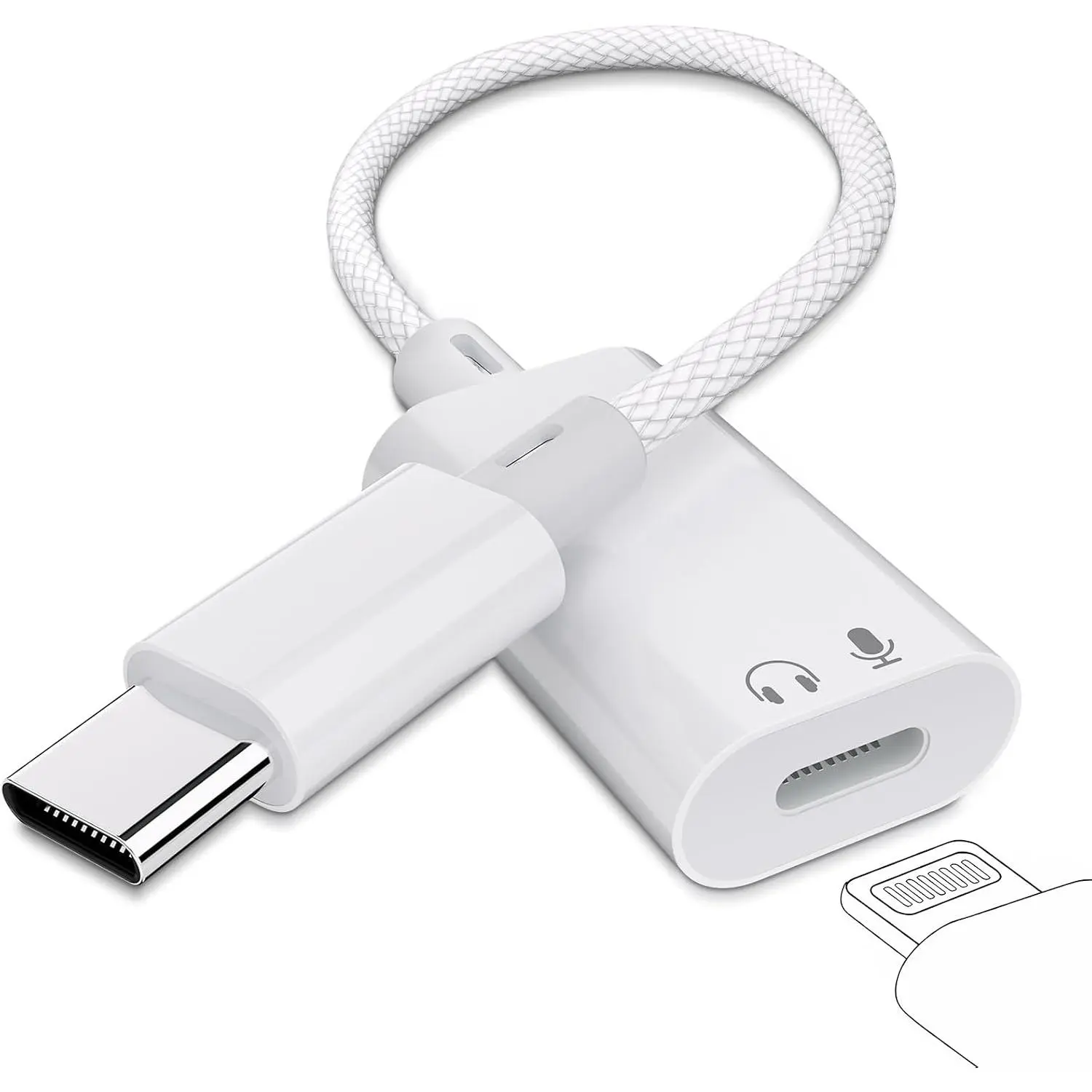 USB to Lightning Audio Adapter, USB Type Male to Female Lightning Headphone Audio Adapter Compatible with iPhone 17/17 Pro/16/16 Pro Max, iPad Pro, iPad Air 6/5, Galaxy S25/S24 (No Charge)