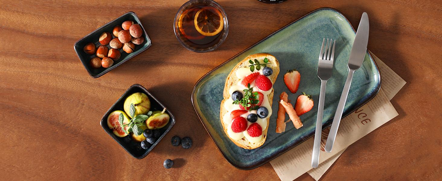 Stern Serving Platters Set of 4, 11 Inches Rectangular Serving, Green Serving Trays for Entertaining Stern Serving Platters Set of 4, 11 Inches Rectangular Serving, Green Serving Trays for Entertaining