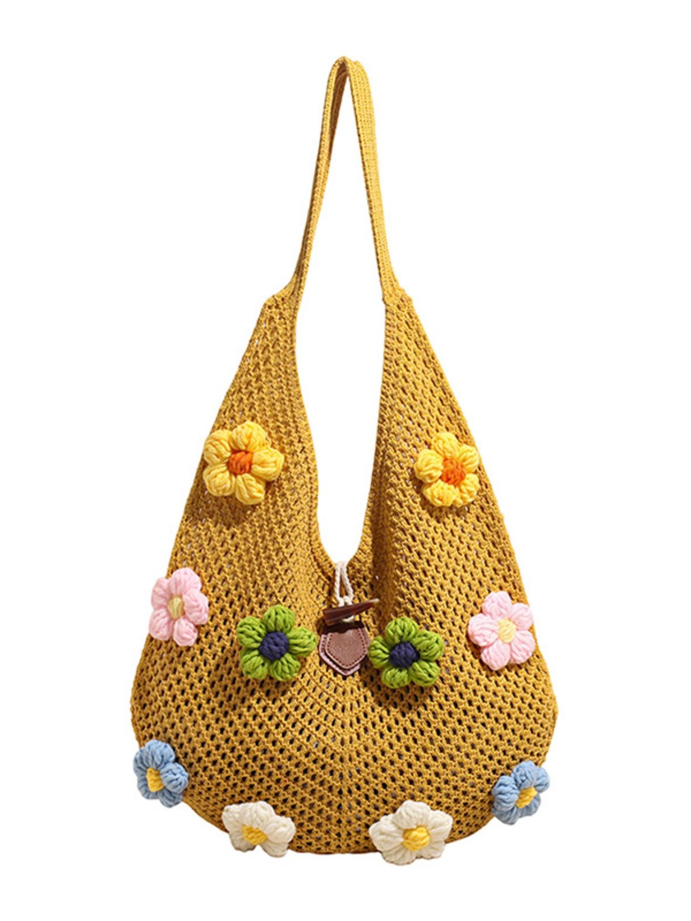 Fashion Knit Bag Women's 2026 New Spring Shoulder Bag, Large Capacity Tote Bag, Beach Vacation Tote Bag, Stylish and Practical